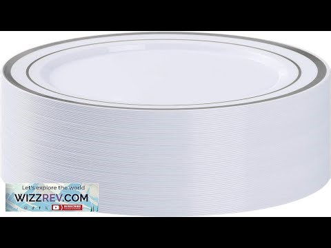 BESTVIP 100PCS Silver Plastic Plates 10.25 Inch Disposable Dinner Plate Party