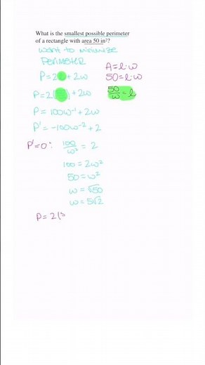 Simple optimization problem #applicationsofderivatives #calculus #optimizationproblemsincalculus1
