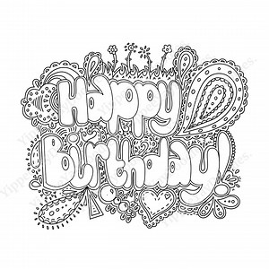 Happy Birthday Doodle PNG Instant Digital Download (black & White), Happy Birthday Card, Birthday Card, Birthday Banner, Birthday Wall Art - Etsy