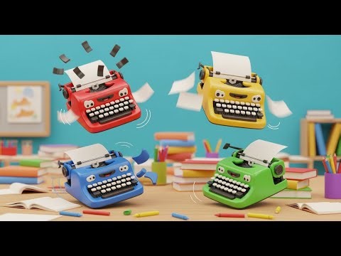 Four Little Toy Typewriters Tap Tap Tap | Musical Letters & Counting Rhyme
