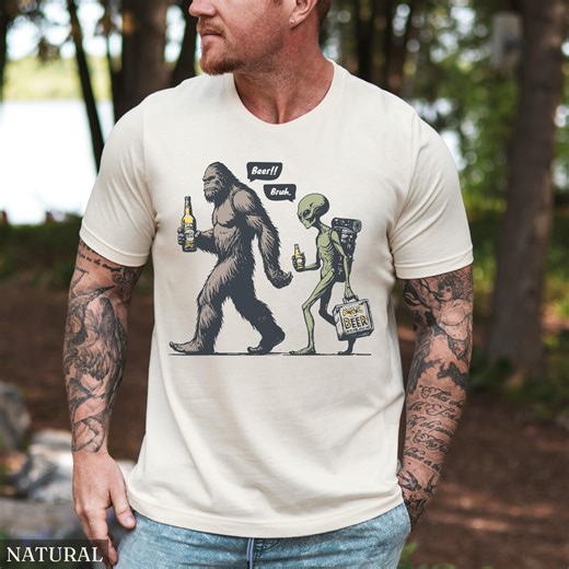 Bigfoot UFO Shirt, Funny Alien Encounter Tshirt, Sasquatch Gift, Adult Humor Cryptid Gift, Campfire Shirts, Beer Lover Gifts, Yeti Lover Tee - Etsy