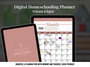 Digital Homeschool Planner for Moms: Undated Weekly & Monthly Organizer (PDF Download) - Etsy