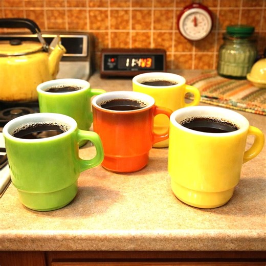 All 5 Fire King Colorful Coffee Cups - Etsy