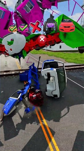 Big and Small Cars vs Trains Crash - BeamNG.Drive #shorts