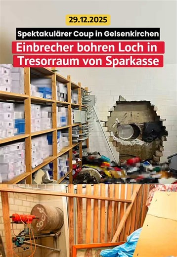 Einbrecher bohren ins Tresorraum der Sparkasse Gelsenkirchen