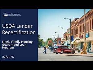 USDA SFH Guaranteed Lender Recertification Training