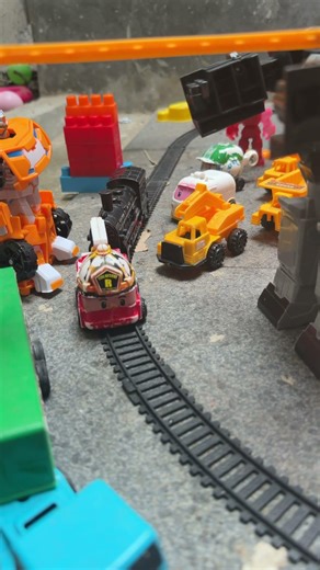 Send it!! Train and Fire Truck Robocar Poli #modelrailroad #railways #train #funny #shorts