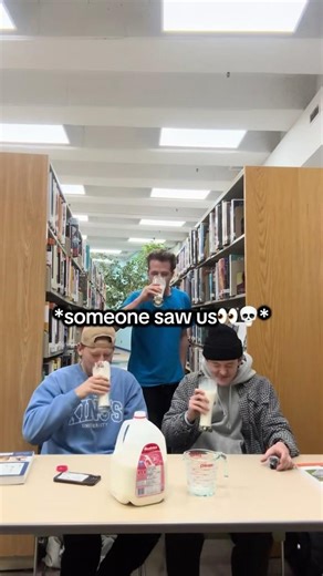Almost blew our cover, thanks lady #library #milk #challenge #quiet #funny