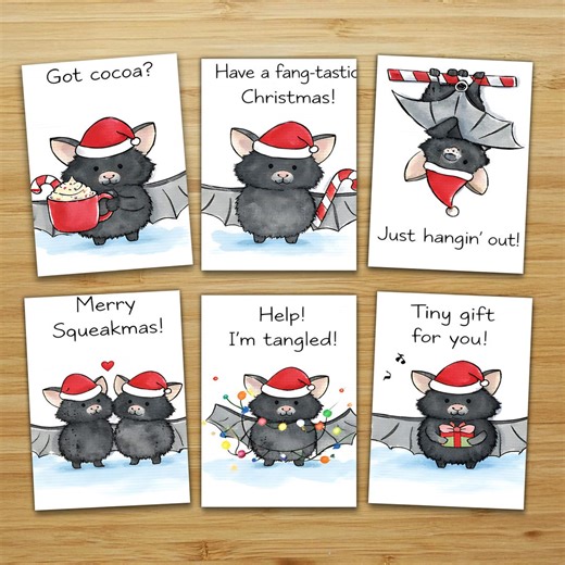 Funny Christmas Cards, Cute Holiday Humor Greeting Cards, Printable Festive Bundle - Etsy