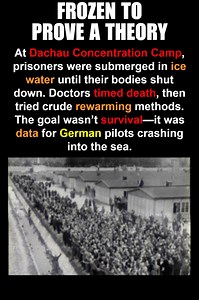 At Dachau Concentration Camp, prisoners were subjected to extreme cold exposure during wartime medical tests. Nazi doctors documented how the human body reacted to freezing conditions and attempted rewarming techniques. These experiments were conducted to gather data related to German pilots lost at sea—at the cost of countless lives.#reelsfeed 💬 Comment your thoughts 🔁 Share with a history fan ✅ Follow for more hidden history stories This Short documents one of the darkest, fully recorded med