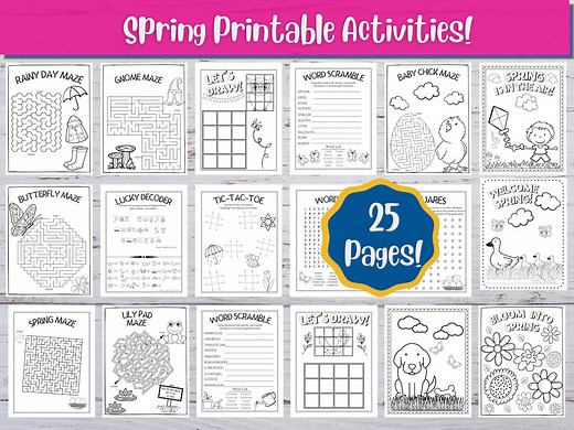 Spring Kids Activity Bundle, Printable Games, Coloring Pages (digital Download) - Etsy