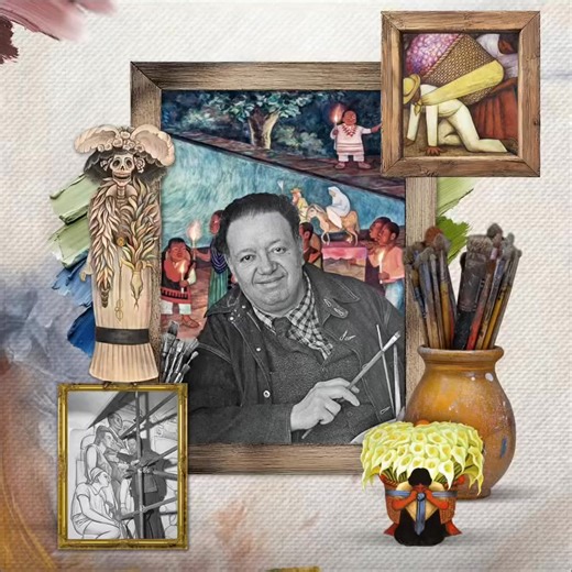 Diego Rivera, nacido el 8 de diciembre de 1886 en Guanajuato, llevó el arte mexicano a la escena internacional. Su formación y sus años en Europa lo acercaron a las vanguardias, forjando un estilo propio que integró tradición, modernidad y conciencia social. Sus murales en México y Estados Unidos dieron proyección mundial a la historia y la identidad del país. Con un lenguaje monumental y humanista, se convirtió en uno de los grandes referentes del muralismo y en una figura clave de la pintura m
