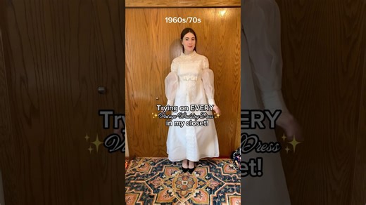 Trying on 13 vintage wedding dresses from different eras