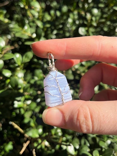 Blue Lace Agate, Silver Wire Wrap, Crystal Tower Pendant, Gemstone | **no Chain Included** - Etsy