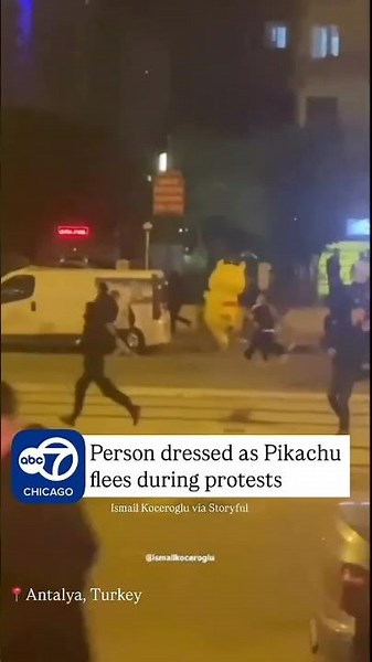 Pikachu Flees Police During Turkey Protests
