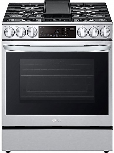 LG 6.3 Cu. Ft. PrintProof Stainless Steel Smart Wi-Fi Enabled ProBake Convection InstaView Gas Slide-In Range With Air Fry - LSGL6335F