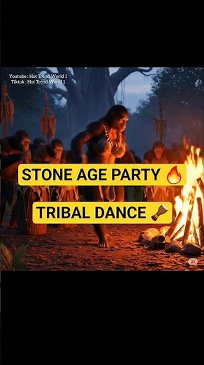 Primitive Tribe Drum Dance Around Campfire 🔥🪘 Stone Age Vibes #Shorts