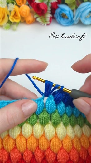 Colorful crochet puff blanket design tutorial #örgü #crochet #crochetpattern #keşfet #doily #puff