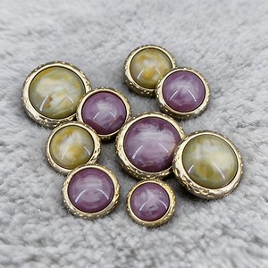 Vintage Style Resin Buttons Gold Rim | Purple Green Marble Sewing Buttons | Handmade Craft Clothing Decorative Button - Etsy