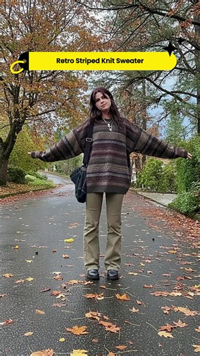 Preppy Grunge Retro Striped Knitted Sweater Autumn O Neck Full Sleeve Jumpers Fairycore Vintage Y2K Aesthetics Grandpa Sweaters Knitwear Womenswearootd #layeringoutfit #OOTD