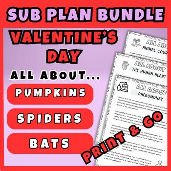 Valentine's Day Science Reading Comprehension Sub Plans Bundle Heart Pheromones