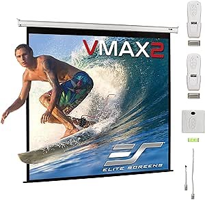 Elite Screens VMAX 2, 170 Inch Motorized Projector Screen 1:1, Electric Wall Ceiling Mount, MaxWhite 1.1 Gain, IR RF Remote, 12V Trigger, 4K HDR, VMAX170XWS2