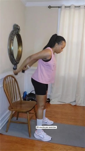 Grab your chair and do this 1 minute workout with me #ChairWorkout #homeworkout #lowimpactworkout #fitness #selfimprovement #followrrs | Healthy lifestyle and Beauty Tv