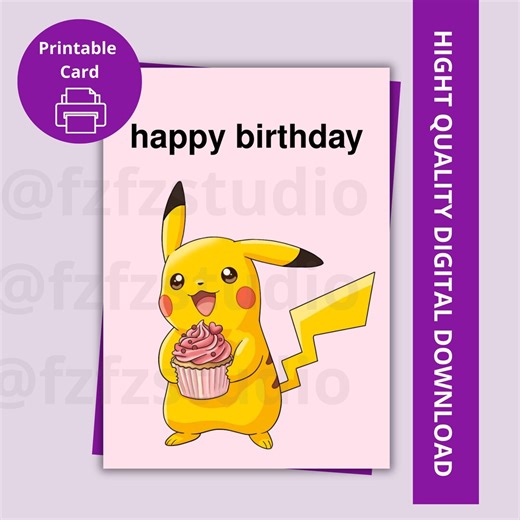 Printable Birthday Card Kids Birthday Card Digital Greeting Card Kawaii Birthday Card Cartoon Birthday Card (digital Download 5x7 PNG) - Etsy