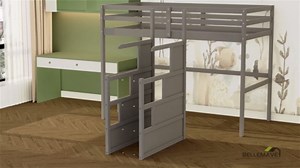 Bellemave Loft Bed with Desk and Stairs Twin Over Twin Bunk Bed with Storage Drawers and Shelves Wood Convertible Loft Beds with Platform Bed for Kids Teens, White
