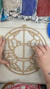 406K views · 10K reactions | Easy DIY Faux Stained Glass Crab Sun catcher! Comment SUNCATCHER for supplies! Then check messenger! Full tutorial showing how to create Faux stained glass using our 12 inch wood laser cut out frames with resin, crushed glass & shell! #resincrafts #crushedglassart #stainedglassart #suncatcher #diycraftsideas #coastalart #shatteredglass #glassart #lasercutwood #stainedglass #diyworkshop #coastalvibes | Amber Strong DIY | Facebook
