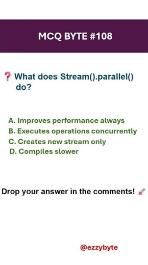 Java Stream parallel() Explained | Multithreading MCQ | Java Interview Question #108
