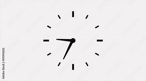 abstract beautiful wall clock animation background, digital analog clock animated white background, Clock icon 4k Animation. black color counting down circle clock animation on white background.