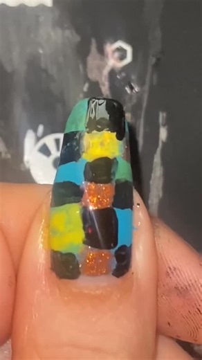 natural Nails on Instagram: "Checkered Nail Design #nailart #nailvideo #tutorial #longnails #punk"