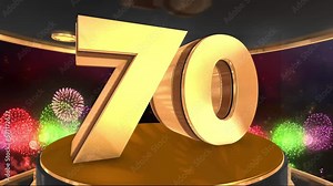 70th birthday animation in gold with fireworks background, Animated 70 years Birthday Wishes in 4K