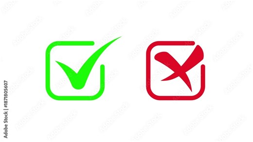 Green check mark and red cross symbols, brush line style animation icons, yes or no selection boxes including alpha channels.
