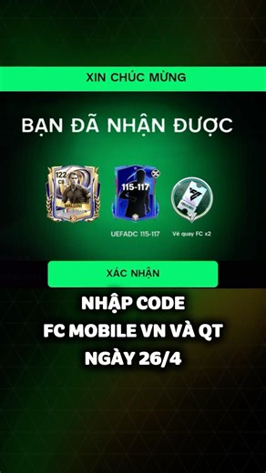 Nhập Code FC Mobile Sever Việt Nam Và Quốc Tế Mới Nhất Nhận Quà 🎁 #fcmobile #codefcmobile