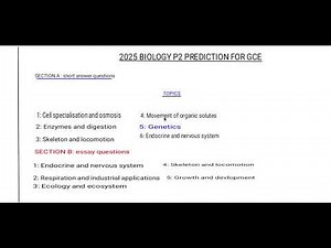 2025 Biology p2 prediction GCE
