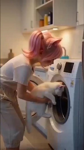 She put the kitten into washing machine #youtubeshorts #ai shorts #mr ai mini