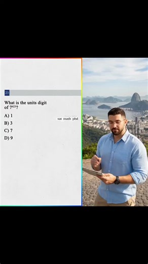 PHD Buddy on Instagram: "👉Captions: Don’t calculate it — just use the pattern. What did you get? Comment your answer before the reveal 👇 #satmath #satprep #satpractice #mathtricks #exponents unitdigit algebra mathhelp mathreels studytips testprep studentsuccess highschoolmath"