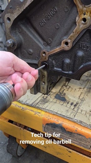 Easy tip for removing the oil barbell on an LS style block!