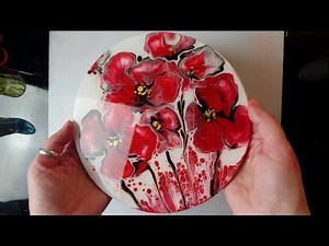 Painting RED Poppies with a Straw!? | Straw Blow and Swipe Technique - Acrylic Pouring ABCreative