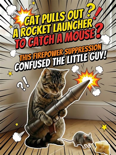 Cat pulls out a rocket launcher to catch a mouse? This firepower suppression confused the little guy #cat #funny #貓咪日常