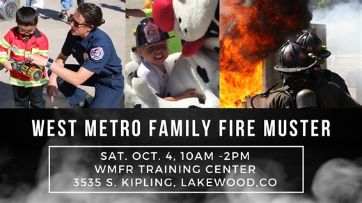 🚒🔥 It’s almost here! 🔥🚒 The 30th annual West Metro Family Fire Muster is less than a month away, and you’re invited! It's at West Metro's Training Center- 3535 South Kipling from 10am to 2pm on Saturday, October 4. Bring the whole family for a day packed with excitement: 👩‍🚒 Be a firefighter for a day – try on real gear - and use a hose to put out a "fire" 🚒 Climb inside a fire engine and meet the crew 💦 Watch live firefighter demos 🧯 Learn about fire safety & injury prevention ✨ Best o