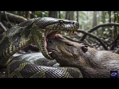 "Anaconda vs Python: How Do They Live in the Amazon Jungle? What Do They Eat? 🐍🌿"*l