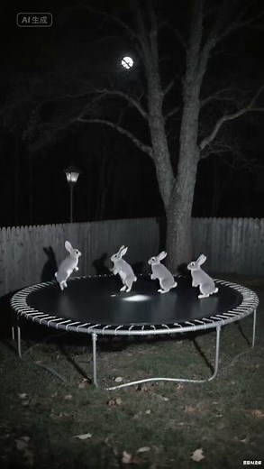 Rabbit Jumps on Trampoline! 😺🎾 #shorts