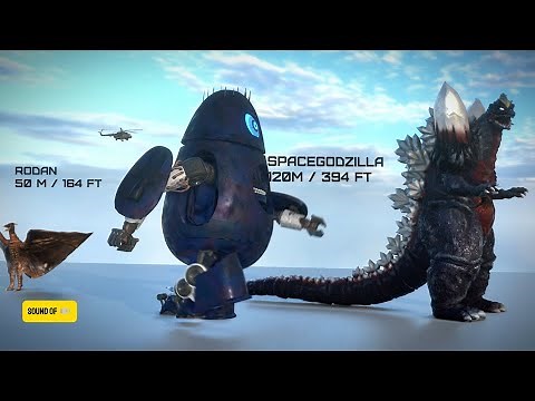Alien Probe Size Comparison Godzilla Villains from 1955 to 2004