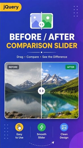 Before & After Image Slider with jQuery | JavaScript UI Effect #coding #Shorts