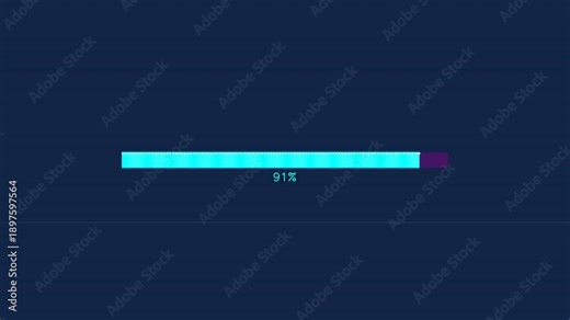 Progress bar animation showing loading completion in a digital interface with a blue color scheme and percentage display