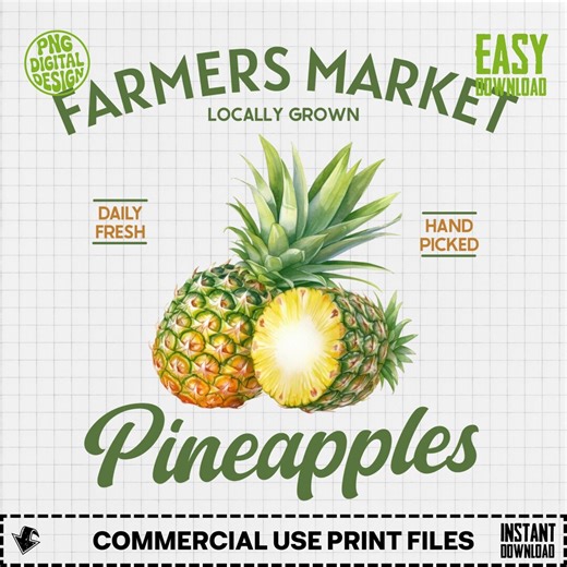 Pineapple Clipart, Farmers Market Clipart, Fruit Clipart, Tropical Clipart, Summer Clipart, Fresh Fruit PNG, Summer Fruit Design - Etsy