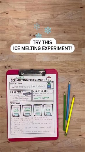 Angie Olson | Lucky Little Learners on Instagram: "Hit SAVE and try this ice melting experiment for your next science lesson! Grab the instructions and more in my Winter pack by commenting CHILL below ⬇️ This is one of my favorite teacher ideas for winter fun! #luckylittlelearners #science #teacher #teacherideas #teach"